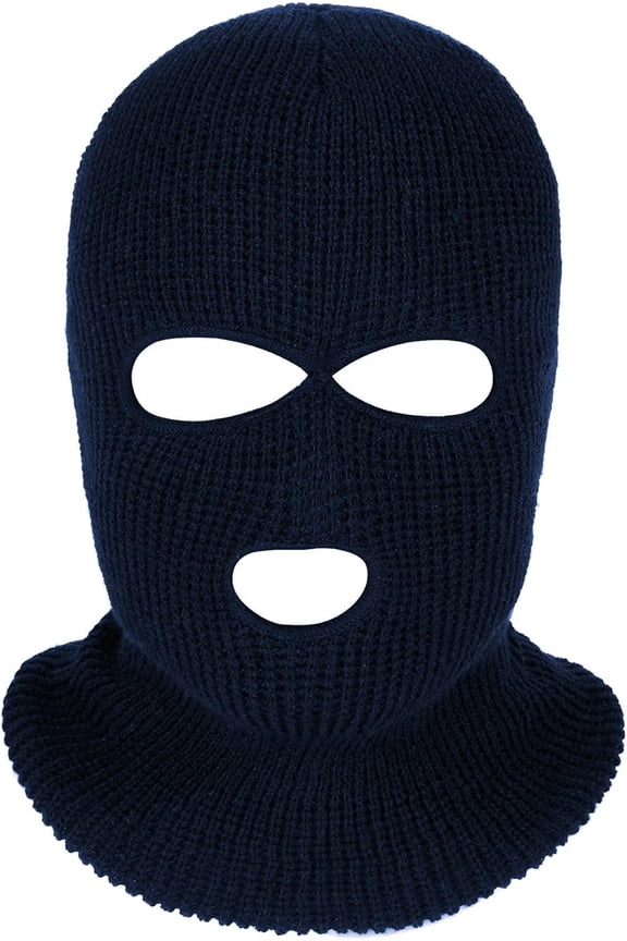 Unisex 3-Hole Knitted Ski Mask Full Face Mask Cover Neck Gaiter Winter Balaclava Warm Knit Beanie for Outdoor Sports (Navy)