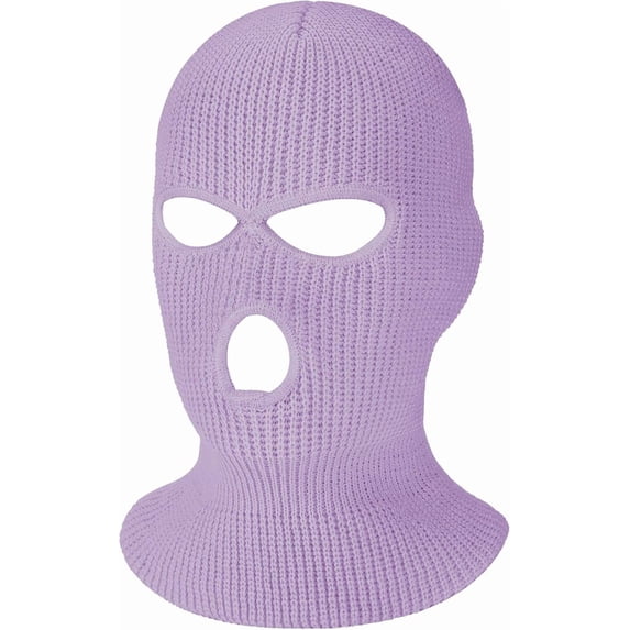 Unisex 3-Hole Knitted Ski Mask Full Face Mask Cover Neck Gaiter Winter Balaclava Warm Knit Beanie for Outdoor Sports (Purple)