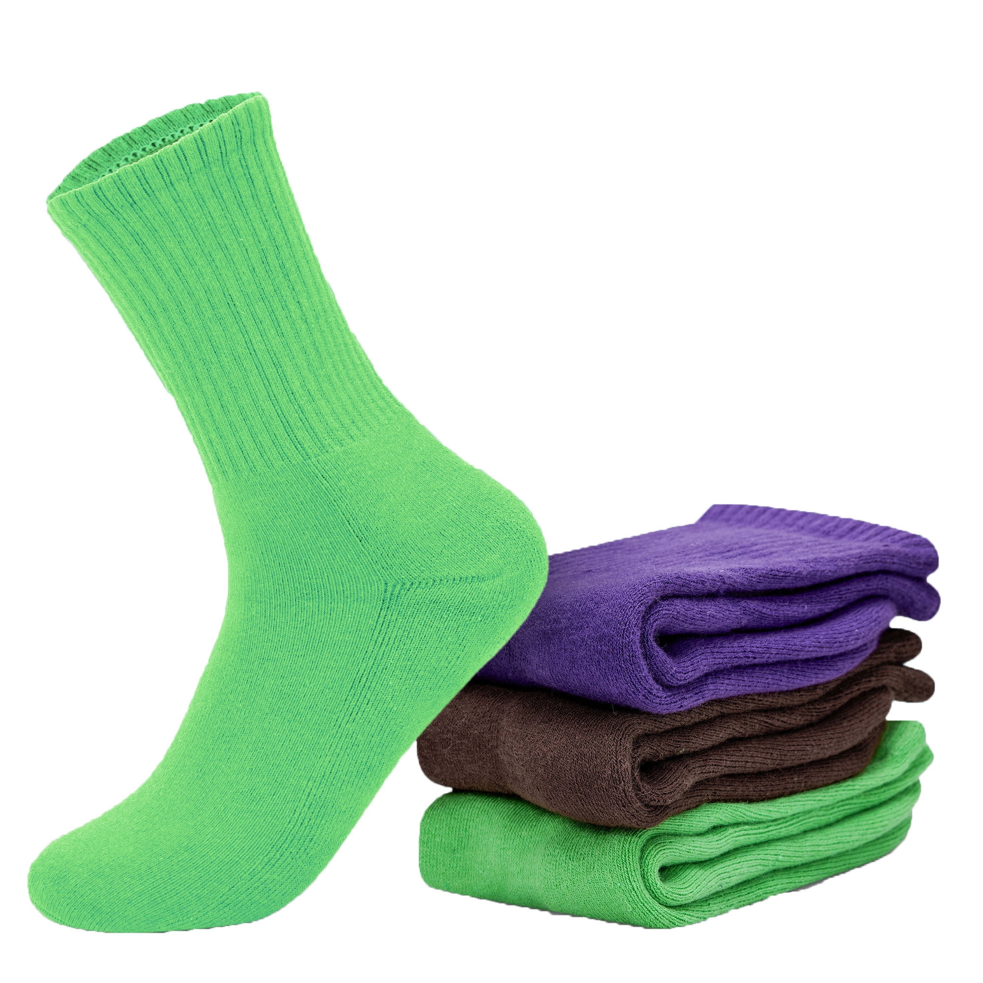 Cotton Performance Athletic Crew Extra Heavy Cushion Socks, Solid Sports  Athletic Plain Crew Socks