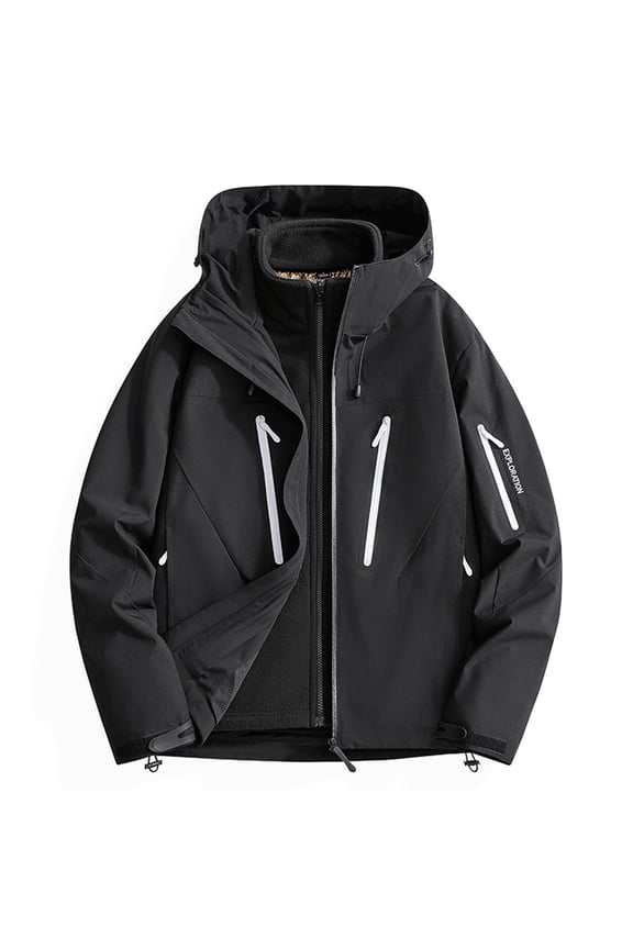 Unisex 3-in-1 Waterproof Jacket Outdoor Skiing Coat (Black1 L)