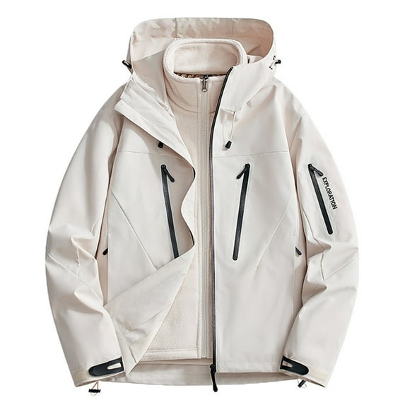 Unisex 3-in-1 Waterproof Jacket Outdoor Skiing Coat (White XXXL)