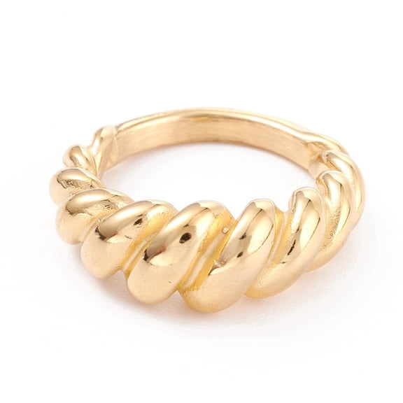 Unisex 304 Stainless Steel Finger Rings Croissant Rings Golden Size 7 3~6mm Inner Diameter: 17.5mm