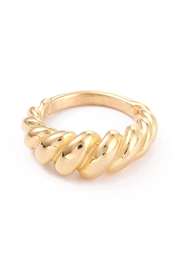 Unisex 304 Stainless Steel Finger Rings Croissant Rings Golden Size 7 3~6mm Inner Diameter: 17.5mm