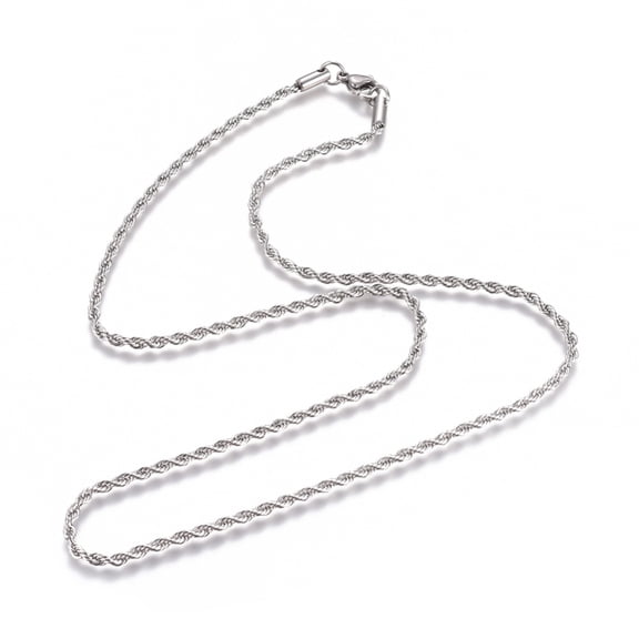 Unisex 304 Stainless Steel Rope Chain Necklaces with Lobster Clasps Stainless Steel color 19.7 inch(500mm)