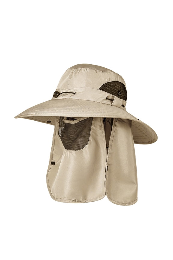 Unisex 360 UV Protection Flap Hat for Men Women Wide Brim Sun Hat with Removable Neck Flap Face Cover Breathable Mesh Safari Cap for Outdoor Fishing Mountaineering Everyday Casual Apparel