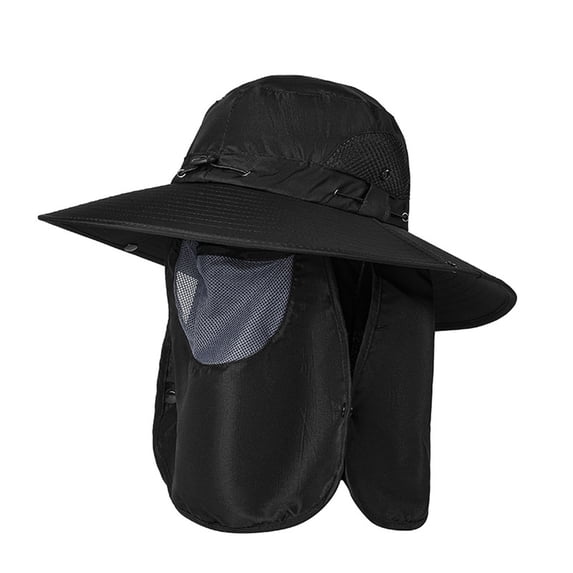 Unisex 360 UV Protection Flap Hat for Men Women Wide Brim Sun Hat with Removable Neck Flap Face Cover Breathable Mesh Safari Cap for Outdoor Fishing Mountaineering Everyday Casual Apparel