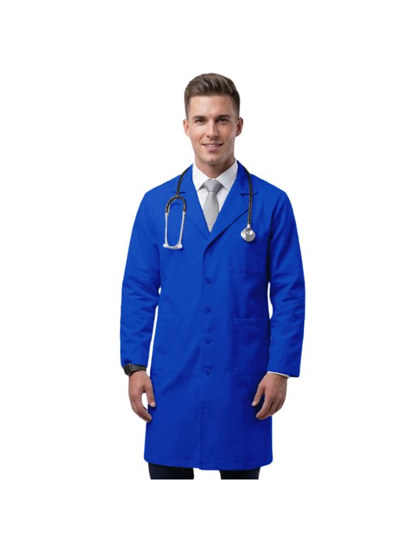 Unisex 39" Lab Coat, Inner Pockets, Royal Blue, S