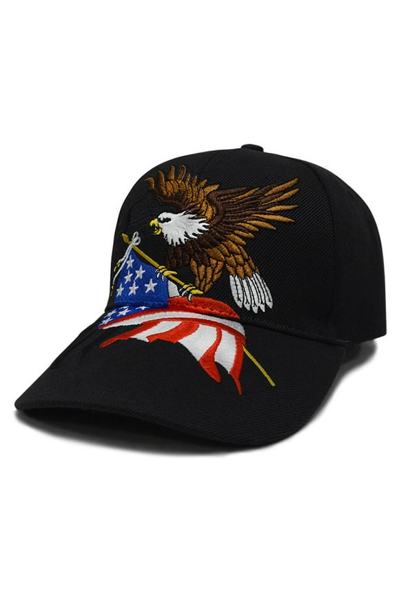 Unisex 3D Embroidered Patriotic Eagle Clutching American Flag Baseball Cap Hip H