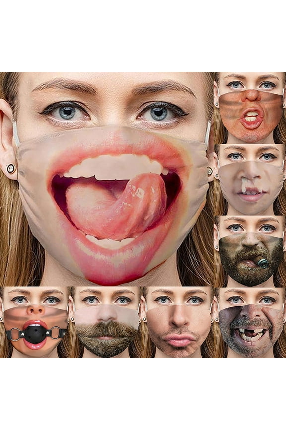 Unisex 3D Funny Face Printed Masks Windproof Adjustable Mouth Mask Halloween