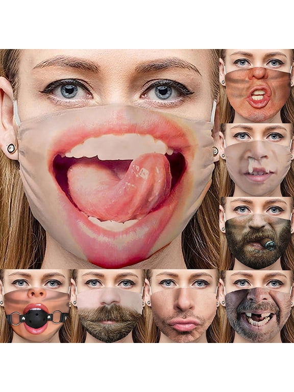 Unisex 3D Funny Face Printed Masks Windproof Adjustable Mouth Mask Halloween