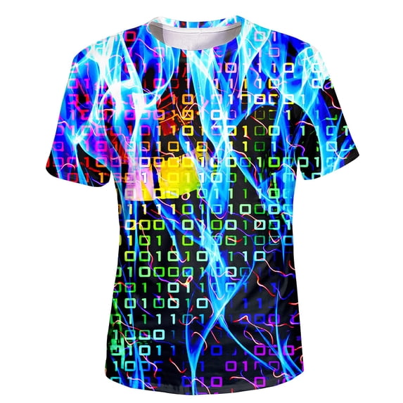 Unisex 3D Graphic T-Shirt Colorful Design Short Sleeve Crewneck Digital Tee for Young
