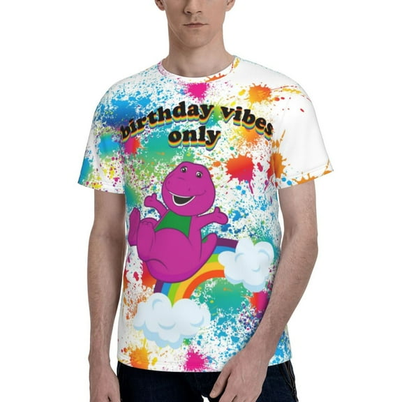 Unisex 3D Print Barney And Friend T Shirts Graphic Casual Summer Short Sleeve Cartoon Tees Shirt for Men Women