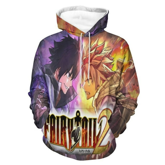 Unisex 3D Printed Fairy Tail Hoodies Long Sleeve Sweatshirts for Men Women with Big Pockets