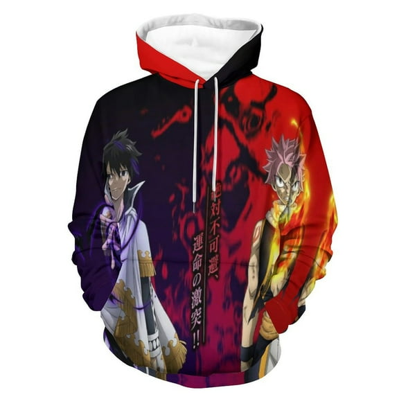 Unisex 3D Printed Fairy Tail Hoodies Long Sleeve Sweatshirts for Men Women with Big Pockets