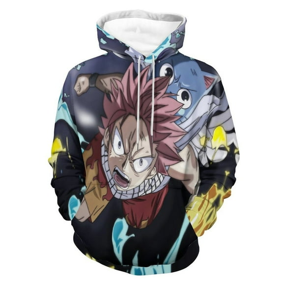 Unisex 3D Printed Fairy Tail Hoodies Long Sleeve Sweatshirts for Men Women with Big Pockets