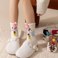 thumbnail image 1 of Unisex 3D Reindeer Christmas Fuzzy Mid‑Calf Socks for Men & Women, Soft Coral Fleece Festive Holiday Decor Socks, Warm Thermal Plush Cozy Indoor Sleep Socks, 1 of 4