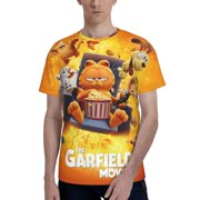KLYCHF Unisex 3d Print Garfield T-Shirts For Men Women T-Shirts Short Sleeve Graphic Tees Shirt