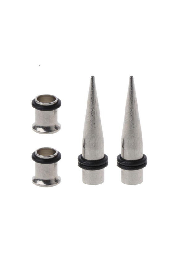 Unisex 4 Pack 7mm Taper and Plugs Stainless Steel Tapers and Tunnels Ear Stretching Kit Gauges Set for Stretching Ears