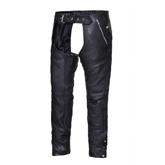 Unisex 4-Pocket Motorcycle Chaps with Snap out lliner, Extra Small - Black