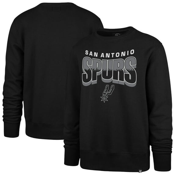 Unisex '47 Black San Antonio Spurs Brush By Headline Crewneck Sweatshirt