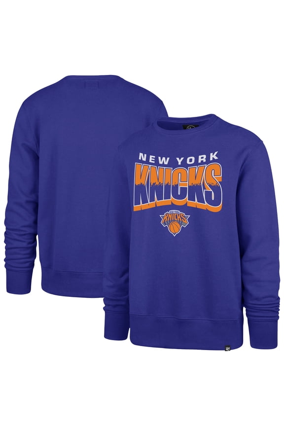 Unisex '47 Blue New York Knicks Brush By Headline Crewneck Sweatshirt