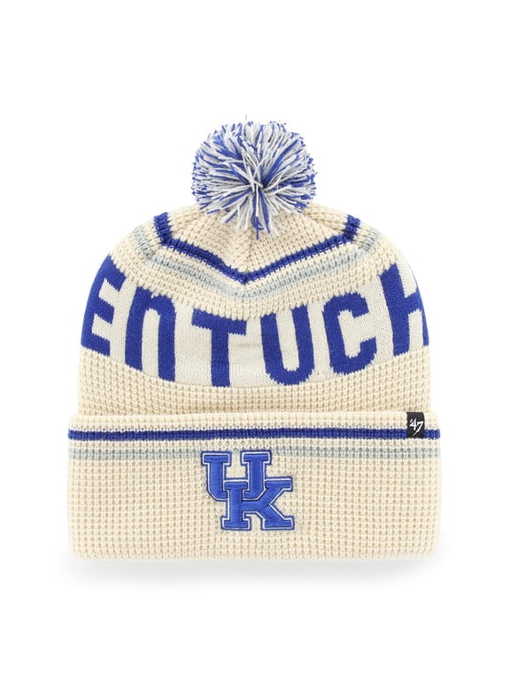 Unisex '47 Cream Kentucky Wildcats Quattrle Waffle Cuffed Knit Hat with Pom