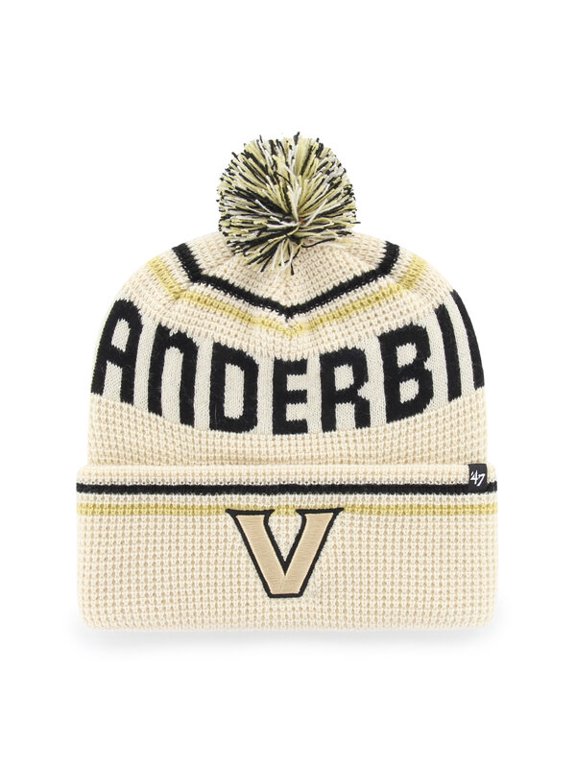 Unisex '47 Cream Vanderbilt Commodores Quattrle Waffle Cuffed Knit Hat with Pom