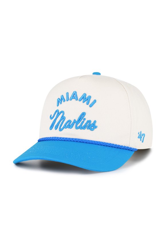 Unisex '47 Natural/Blue Miami Marlins Rope Script Hitch Adjustable Hat