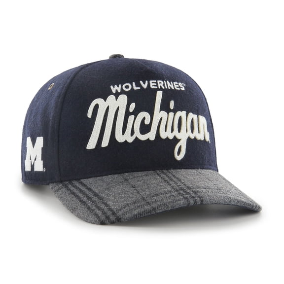Unisex '47 Navy Michigan Wolverines Windowpane Plaid Collection Hitch Adjustable Hat