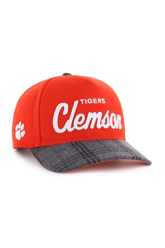 Unisex '47 Orange Clemson Tigers Windowpane Plaid Collection Hitch Adjustable Hat