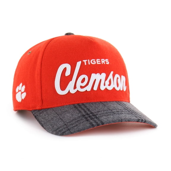 Unisex '47 Orange Clemson Tigers Windowpane Plaid Collection Hitch Adjustable Hat