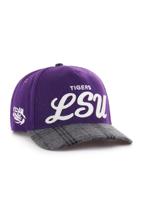 Unisex '47 Purple LSU Tigers Windowpane Plaid Collection Hitch Adjustable Hat