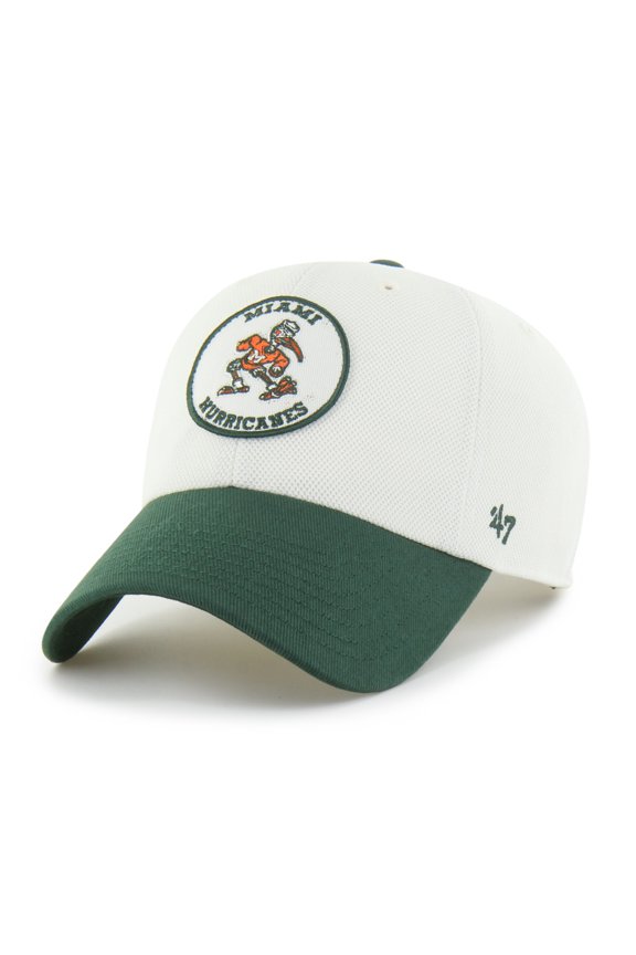 Unisex '47 White/Green Miami Hurricanes Pique Patch Clean Up Adjustable Hat
