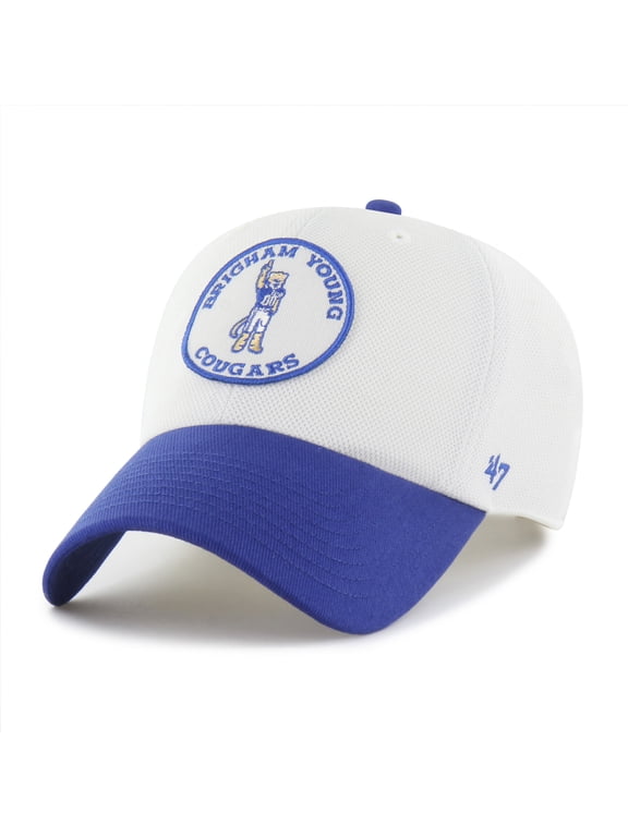 Unisex '47 White/Royal BYU Cougars Pique Patch Clean Up Adjustable Hat