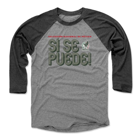 Unisex 500 Level  Black/Heather Gray Mexico National Team Si Se Puede Inline Bold Raglan 3/4-Sleeve Baseball T-Shirt