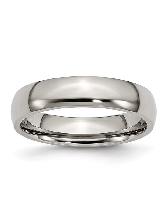 Unisex 5mm High Polish Comfort Fit Titanium Wedding Band