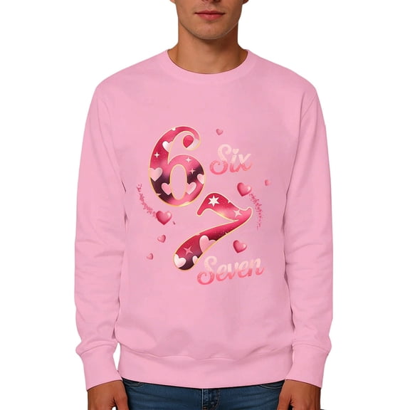 Unisex 67 Valentine's Day Crewneck Sweatshirt - Couple Matching Print Pullover Casual Top for Men Women Holiday Outfit