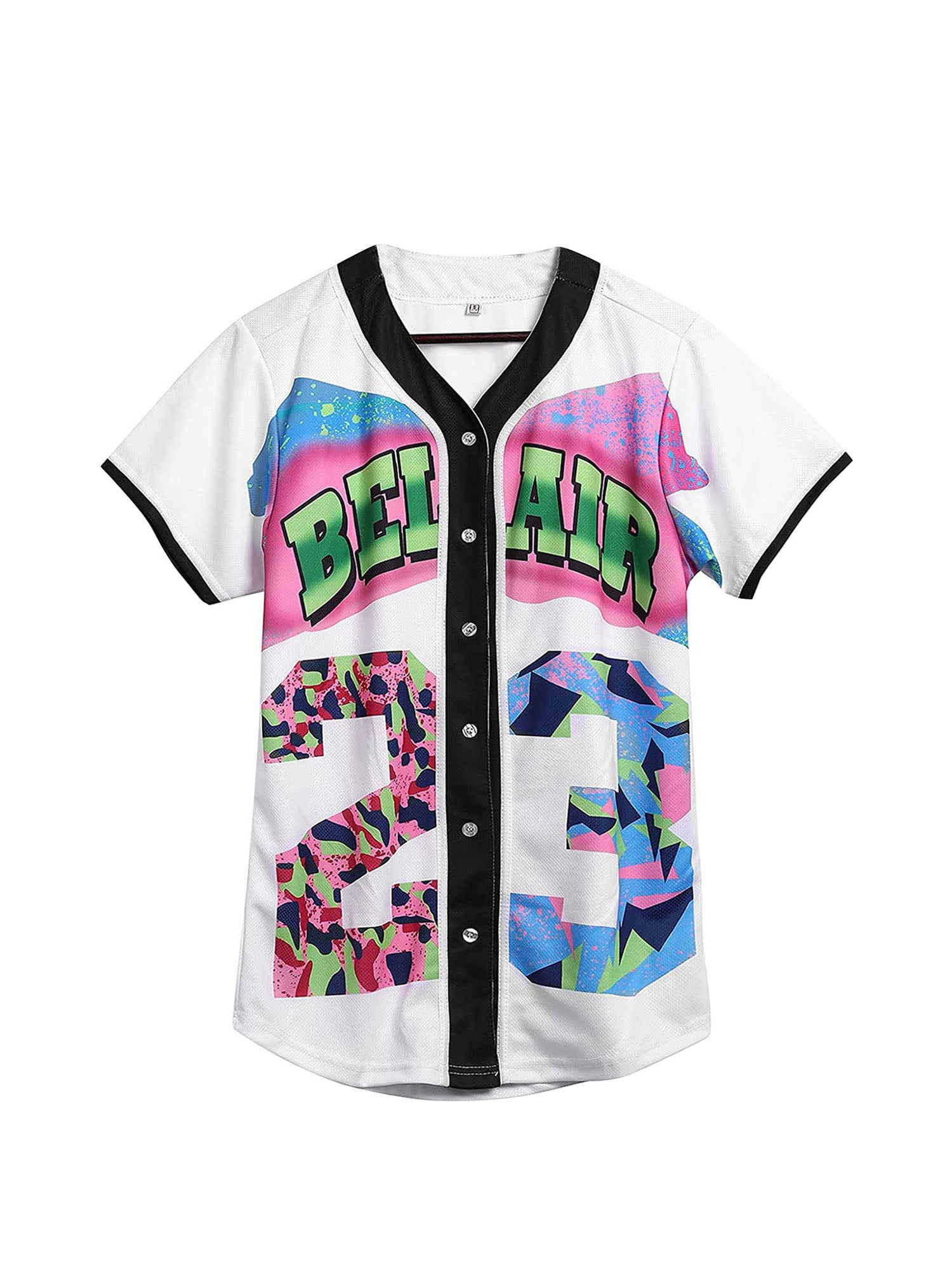 Unisex 90s Theme Party Hip Hop Bel Air Baseball Uniform for Women Jersey  Short Sleeve Tops