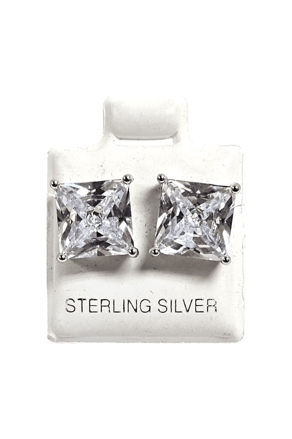 Unisex .925 Silver Princess Zirconia stud earrings