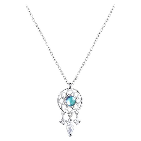 Unisex 925 Sterling Silver Tassel Moonstone Charm Necklace for Women Creative Pendant Elegant Party Decoration Jewelry Luxury for Women and Men
