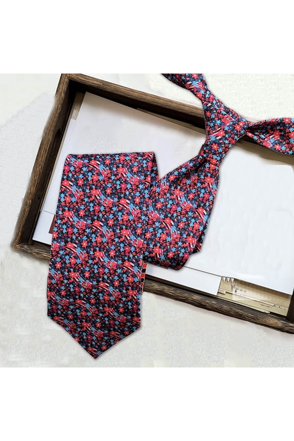 Unisex 9cm Wide Chiffon Floral Retro Necktie Carnival Men Tie Retro Printing Tie - One Size