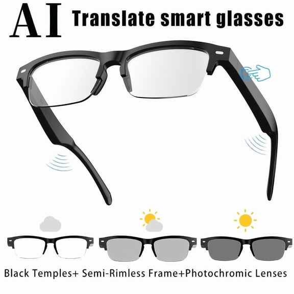 Unisex AI Smart Glasses - GPT-Powered, 164-Language Translation, Photochromic Lens, Music/Call