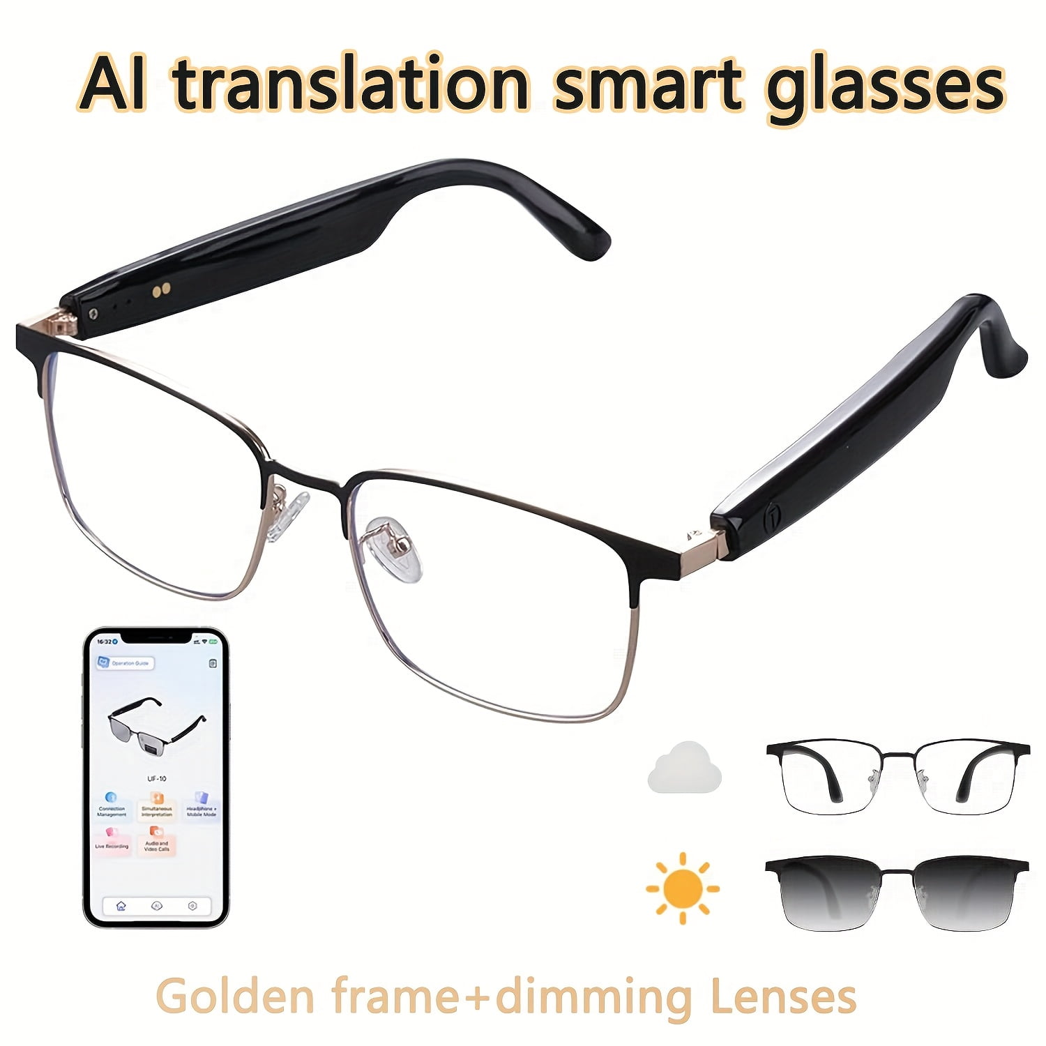 Smart Translator Glasses - AR Language Portable Traduction Des