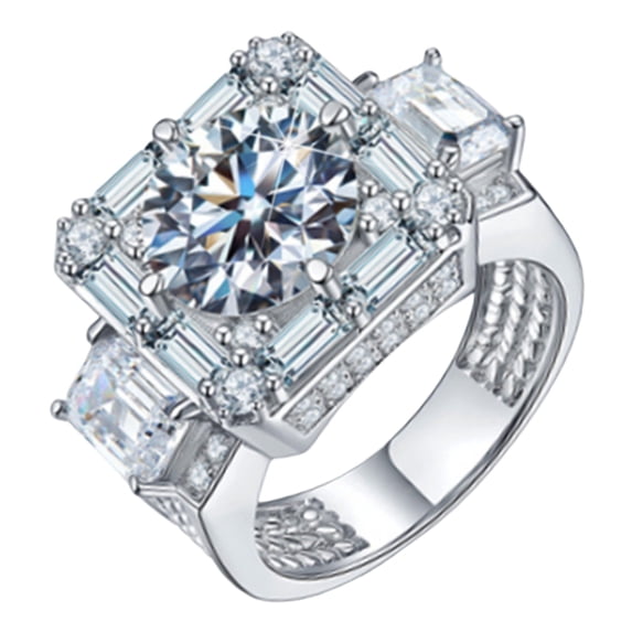 Unisex Adjustable 5 Carat Moissanite Ring White Gold