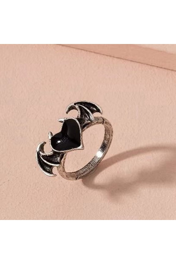 Unisex Adjustable Alloy Heart Shape Rings, Trendy Color Matching Design, Volcanic Ash, Includes One Ring