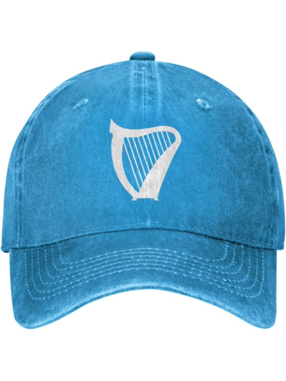 Unisex Adjustable Baseball Cap with Irish Harp Musical Instrument Pattern, Denim Fabric Snapback Glacier Cap