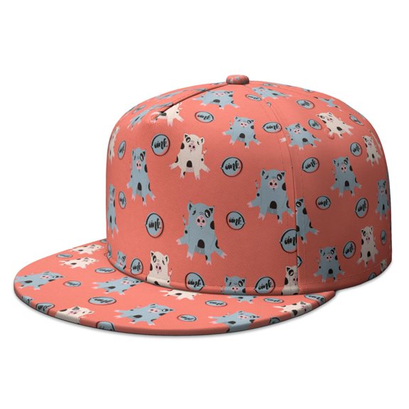 Unisex Adjustable Cap - Artistic Pig Floral Pattern Abstract Farm Animal Streetwear Hat