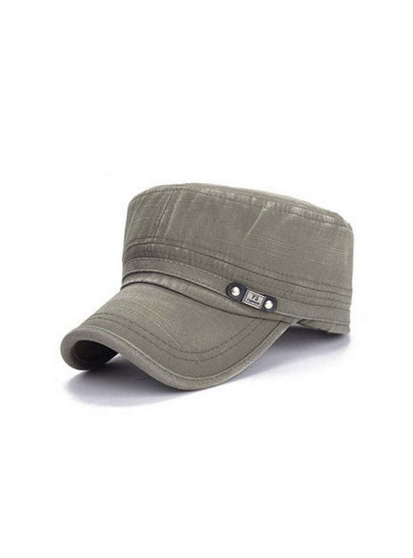 Unisex Adjustable Hat Womens Mens Classic Army Plain Vintage Cadet Military Cap