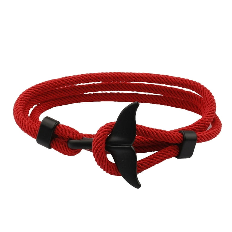 Unisex Adjustable Milan Cord Rope Whale Tail Wrap Bracelet for Men