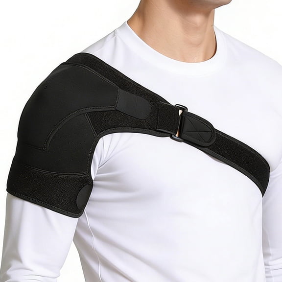 Unisex Adjustable Shoulder Brace with Pressure Pad & Rotator Cuff Support | Hot/Cold Therapy Compatible | Fits Left/Right Arm for Men & Women